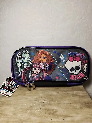 £11.30 • Buy Monster High Pencil Case Cosmetic Makeup Bag Black Purple Two Tone Skull NEW