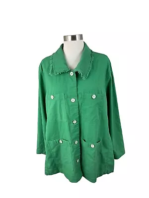 Tuckernuck XXXL Spring Green Button Linen Jacket Pockets Coastal • £57.43