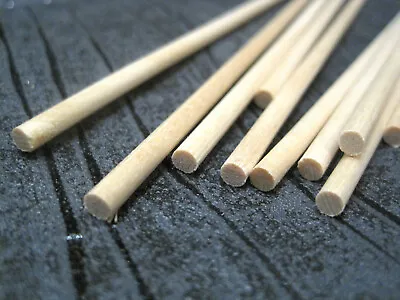 10 WOODEN DOWEL RODS STICKS 4MM Dia Round 15cm 6  Long Wood Crafts Poles Stake • £2.99