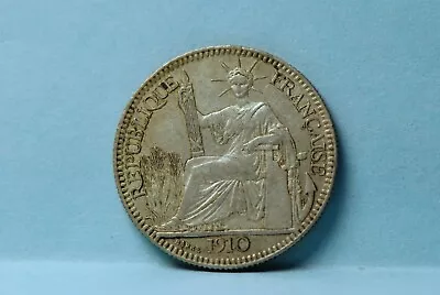 French Indochina 1910 10 Centimes KM9 Silver Extremely Fine            6-13 • $82