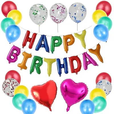 Happy Birthday Balloons Banner Self Inflating Bunting Decoration Letters Balloon • £7.99