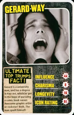 Gerard Way My Chemical Romance 2014 Top Trumps Kerrang Rock Legends • £19.95