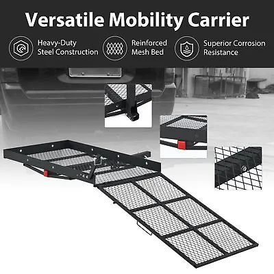 Folding Wheelchair Scooter Carrier Rack Disability Medical Rack Ramp Hitch Mount • $136.12