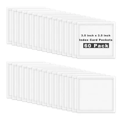 60 Pack Self Adhesive Label Holder Clear Label Pockets Index Card Pockets Ca... • $20.76