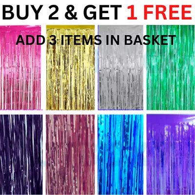 £2.15 • Buy 2m-3m Foil Fringe Tinsel Shimmer Curtain Door Wedding Birthday Party Decorations
