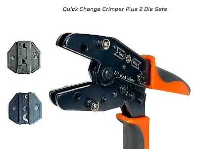 Quick Change Ratchet Crimp Tool 2 Die Non-insulated Flag Ring Terminal AWG 22-8 • $45.95