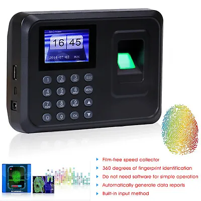 £31.90 • Buy Fingerprint Password Time Recorder Clocking Attendance USB Check In Machine TFT