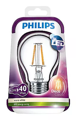 Philips LED Deco Classic 4.3W (40W) Bulb E27 Warm White Vintage Edison Stye • $18.51