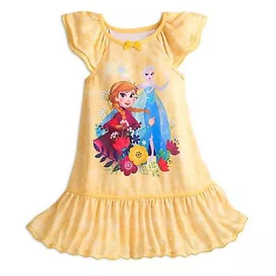 NWT Disney Store Elsa And Anna Nightgown Nightshirt Yellow 9/10 • $14.35