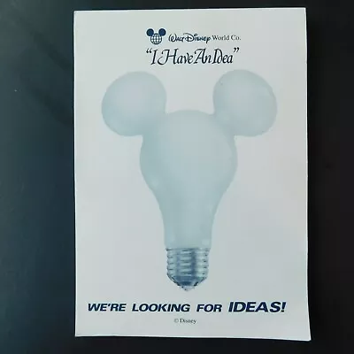 Walt Disney World I Have An Idea Note Pad Lightbulb 1985 5x7 49-pages Excellent • $29.50