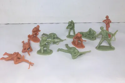 BMC 11 Pc Army Men Soldiers Light Green Plastic Toys 2” - 3” Miniature • $11