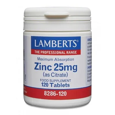 Lamberts Zinc 25mg Tablets (as Citrate) Maximum Absorption 120 Tablets • £10.44