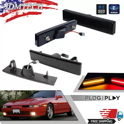 Black Front & Rear LED Side Marker Lights Set For 1986-1992 Toyota Supra MK3 A70 • $54.99