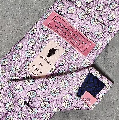 Vineyard Vines Tie Pink White Sand Dollar 100% Silk 62  Long VGUC  • $22.99