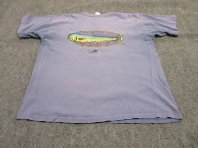 Vintage Fishing Shirt Men's Extra Large Blue USA Made Mahi Mahi Saltwater Cotton • $18.88