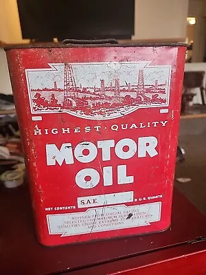 Vintage Highest Quality Motor Oil 2 Gallon Oil Can • $40