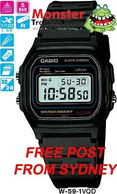 Casio Watch W-59-1v W59 W-59 50-metres 12-month Warranty • $37.05