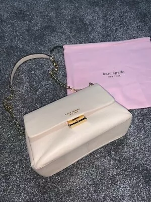 KATE SPADE NEW YORK CARLYLE CREAM LEATHER SHOULDER BAG - See Description • £119.95