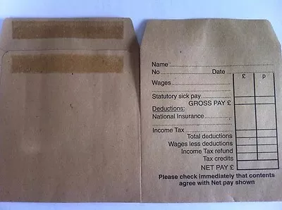  WAGE Pkt ENVELOPES SALARIES DINNER/TUCK MONEY COINS SEEDS/ BEADS PKT • £1.69