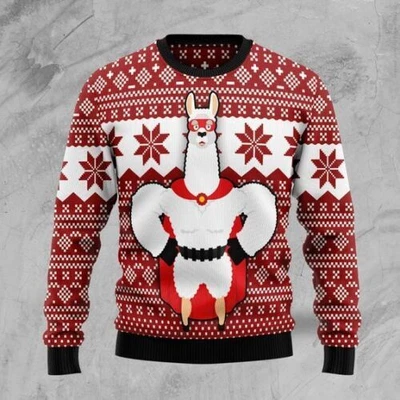 $38.94 • Buy Llama Superhero Merry Ugly Christmas Premium 3D SWEATER US Size Christmas Gift