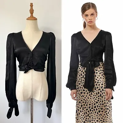 Alice McCall Shirt Size 6 8 XS RRP$220 I Like That Top Blouse Black Long Sleeve • $89.90