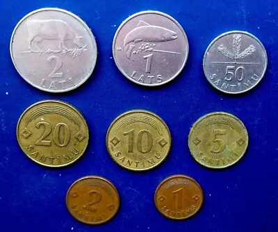 1992 - 2009 LATVIA  8 COINS FULL SET 1 2 5 10 20 50 SANTIMs  12 LATS Circ • $19.99