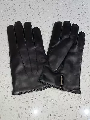 NEW Coach Men's 100% Cashmere Lined Black Nappa Leather Gloves Size L • $20