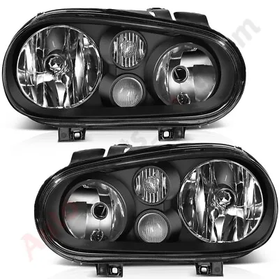 $90.50 • Buy Headlights Assembly For 99-06 Volkswagen Golf Cabrio Halogen Black Pair H1 H7
