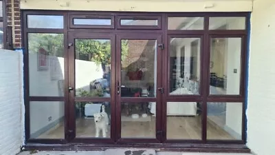 Upvc French Doors Used Pvc Pvcu Door External Brown Rosewood Side Lights • £1349.90