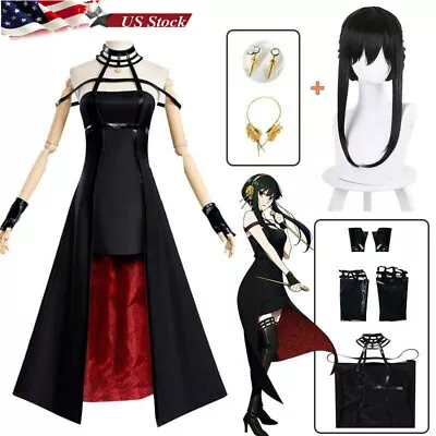 Anime Spy X Family Yor Forger Halloween Cosplay Costume Black Red Skirt Dress  • $41.99