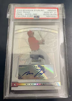 2009 MIKE TROUT Bowman Sterling REFRACTOR Autograph Auto Rookie Rc #/199 PSA 10 • $7499.99