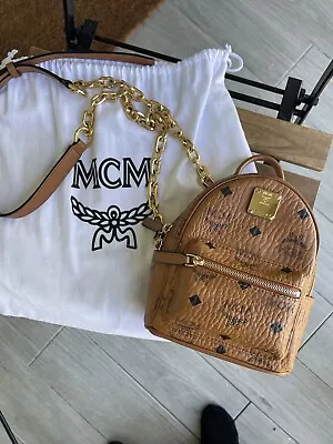 MCM Visetos Crossbody Mini Backpack Cognac SOLD OUT  • $405