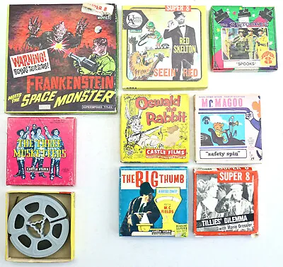 9pc 1950s MCM Super 8 8mm Movie Frankenstein Space Monster WC Fields Red Shelton • $87.12