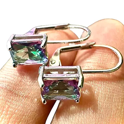 Rainbow Mystic Topaz Dangle Earrings For Women Silver Leverback Earrings Gift • $13.98