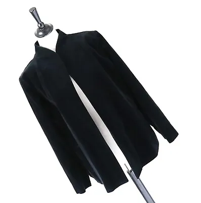 Vintage Collarless Black Velvet Jacket  - Evening -  L / XL - UK 14 / 16 • $55.95