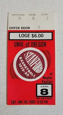 Vintage 1970s Stanford Cardinal Ticket Stub Vs Oregon Ducks Basketball 1979 • $10.56