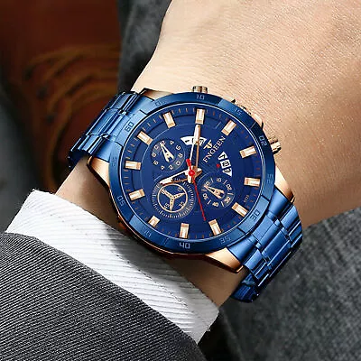 Prestige Timepiece Men's Watch Stainless Steel Quartz Business Luxury Wristwatch • $70