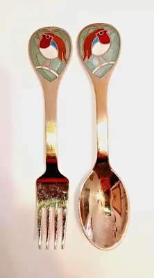 A Michelsen Christmas  Sterling Silver Spoon & Fork  1981 Robin Bird • $115