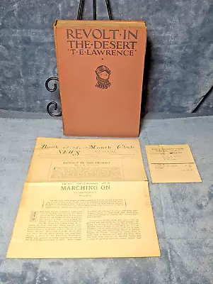 1927 *FIRST PRINTING* Revolt In The Desert By T.E. Lawrence • $29.99