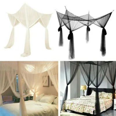 4 Corners Post Bed Canopy Curtain Mosquito Net Or Frame Single Double King UK • £14.79
