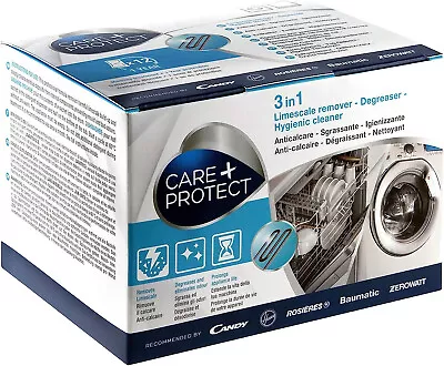 Care + Protect 3in1 Washing Machine Cleaner Limescale Remover Degreaser 35602755 • £15.75