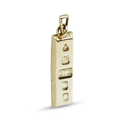 Gold Ingot Bar Pendant 9ct Hallmarks 9 Grams London Assay Office 1977 • £400