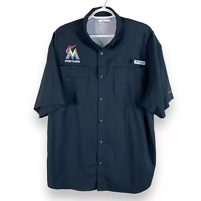 Columbia PFG Miami Marlins Vented Shirt Mens L Black Short Sleeve Polyester • $19.80