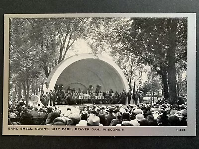 Postcard Beaver Dam WI - Orchestra Band Shell - Swans City Park  • $5