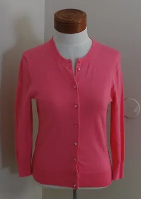 J CREW Jackie Cardigan Shocking Pink Hot S Small 2 4 6 Sweater Top Twin Set • $44.99