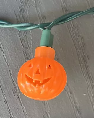 Vtg Halloween Blow Mold Pumpkin Smiling Jack O Lantern String Lights 2 Sets WORK • $19.99