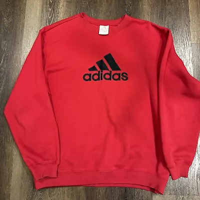 Men’s Vintage Y2K Adidas Logo Crewneck Sweater Size Large Red Big Print  • $23.99