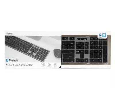 IHome Full-sized Bluetooth Keyboard Mac PC Compatible Wireless IMACK134B-WM NEW! • $21.29