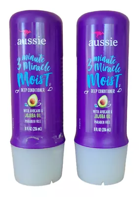 2 Aussie 3 Minute Miracle Moist Deep Conditioner Paraben Free 8 Oz • $8.95