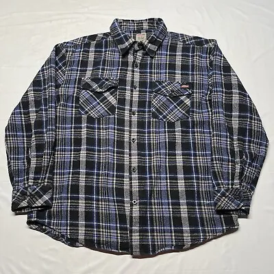 Vintage Dickies Flannel Shirt Men’s XL Button Up Blue Black Plaid Grunge Hipster • $16.99